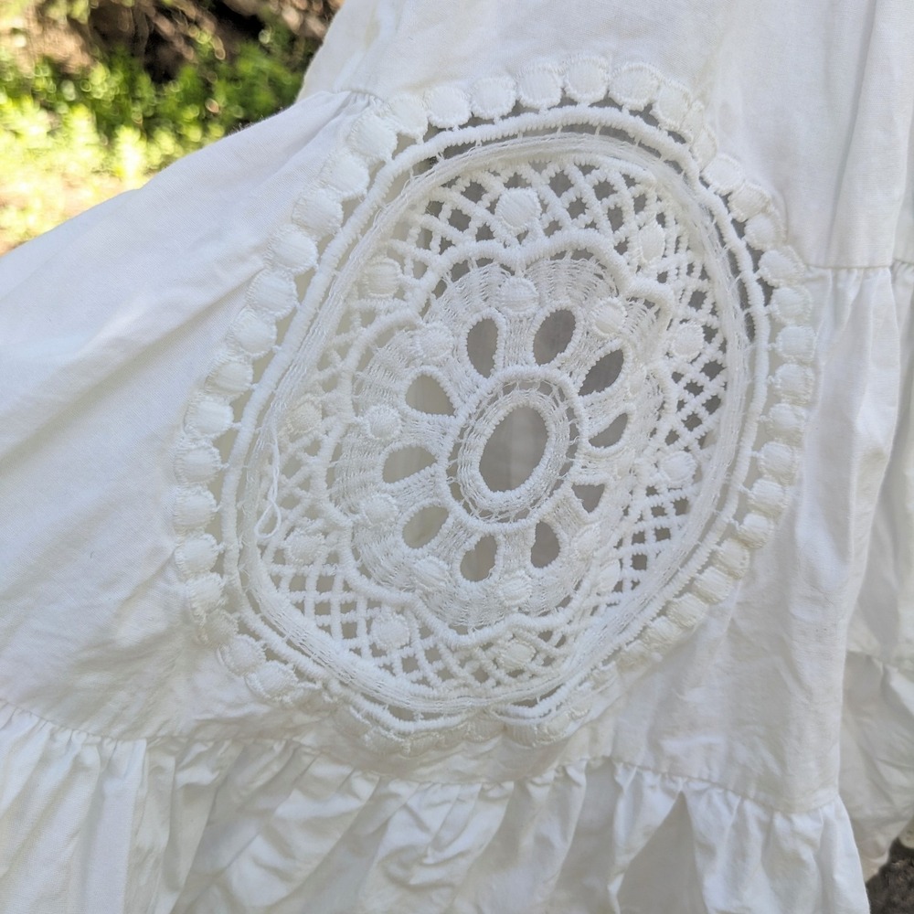 Forever That Girl Adrianna Lace Romper L White Wide Bloomer Shorts Boho Smocked - Picture 9 of 16